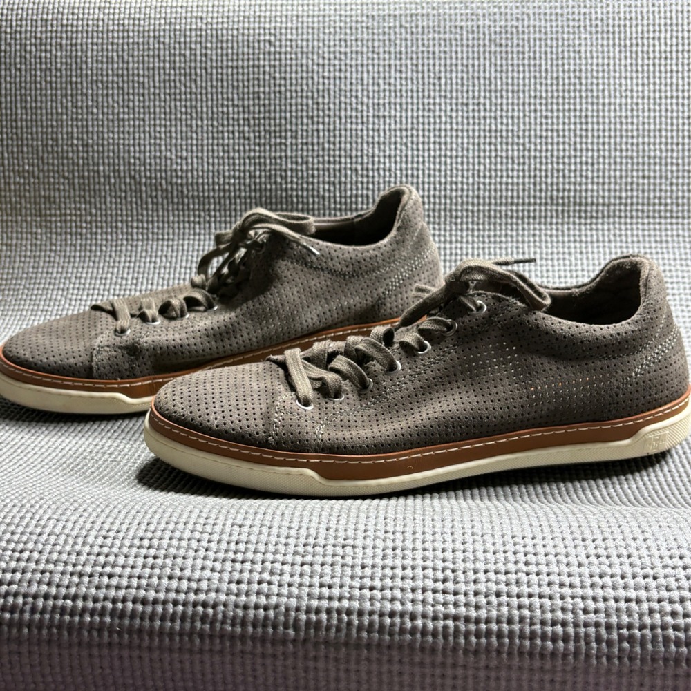 Allen Edmonds Porter Derby Mens 9.5D Grey Suede Perforated Sneakers Casual Shoes